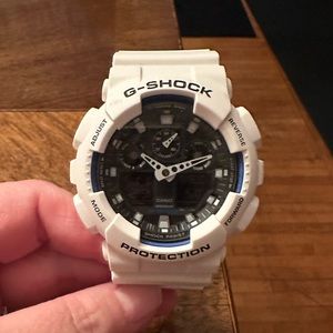 Men’s white G shock watch.